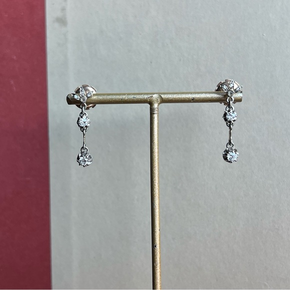 Victorian drop earrings diamonds and genuine gold - Picture 3 of 6